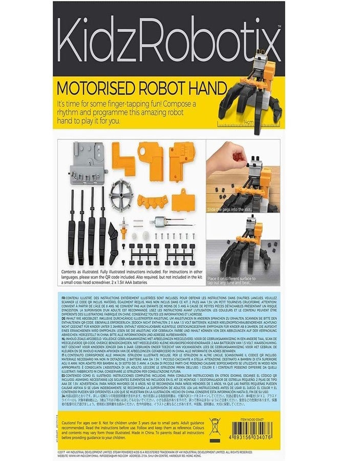 4M: KidzRobotix - يد روبوتية آلية - مجموعة أدوات علمية للبناء الذاتي، أسطوانة قابلة للبرمجة، أصابع تعمل بالرافعة، نظام تروس دقيق، لعبة تعليمية في مجالات العلوم والتكنولوجيا والهندسة والرياضيات، للأطفال من عمر 8 سنوات فما فوق - Image 3